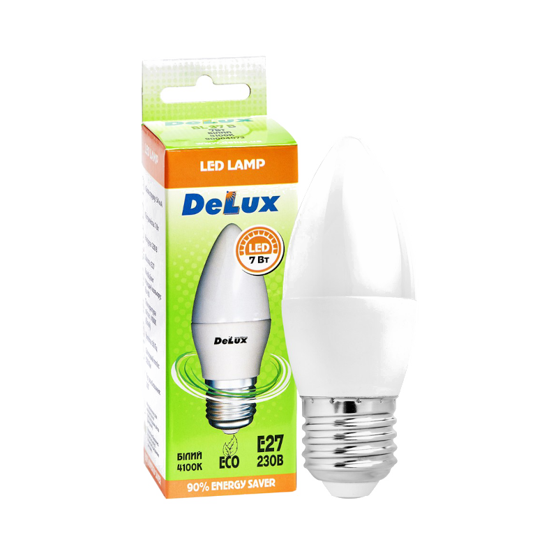 Лампа світлодіодна Delux B35, 7Вт, E27, 4100К (4823085808639)